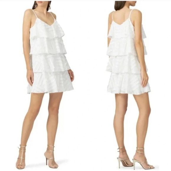 Waverly Grey white ruffle dress size XS excellent condition​​ - Picture 1 of 3